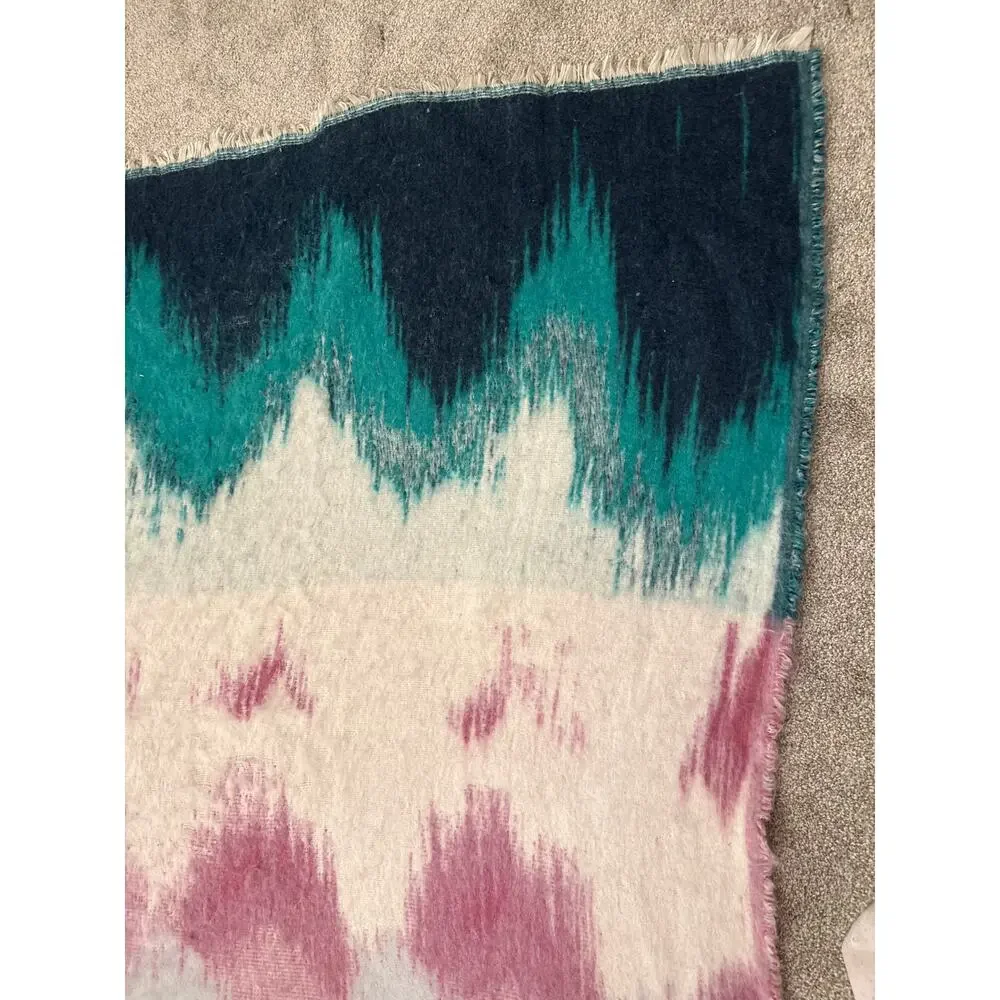Anthropologie Crisanta Woven Throw Blanket 50x60 Multicolor Fringe Wool Blend